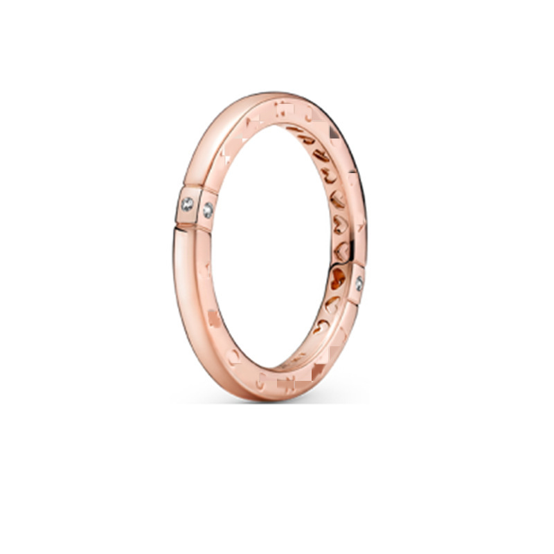 pan luxuryreplica 925 sterling silver pavé staggered three-ring ring ring wrong ring female ring logo heart ring