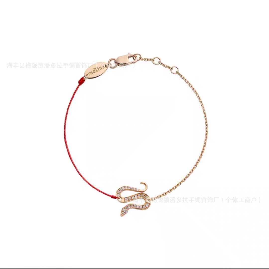 925 Sterling Silver French Red Rope Year of the Snake Bracelet Women's 18K Rose Gold Half Rope Half Chain This Year of Life Transfer Snake Hand Rope