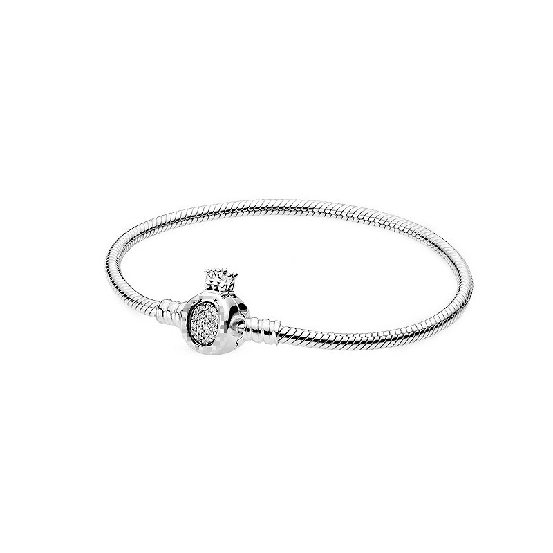 Factory Direct pan luxuryreplica 925 Sterling Silver Crown O Deciduous Buckle Snake Bone Chain Bracelet DIY Base Bracelet