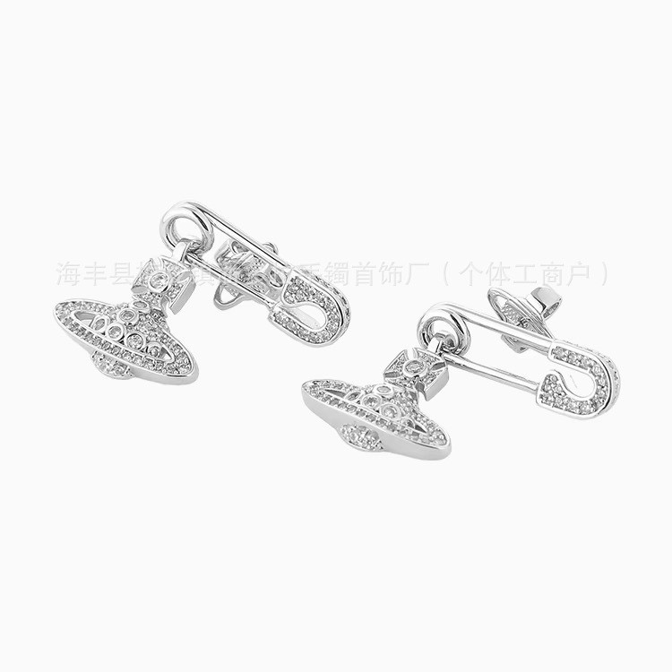 Correct version of Empress Dowager Earrings Female Vivian Saturn Pin Earrings 925 Sterling Silver Earrings High Version
