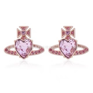 High Version Queen Mother vivi  luxuryreplica Vivian Light Luxury Sweet ARIELLA Big Zircon Love Ear Stud Earrings