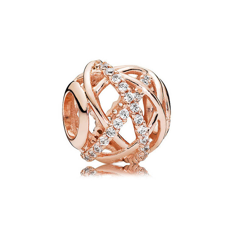 pan luxuryreplica 925 Sterling Silver Rose Gold Magnolia Dream Catcher Hollow Beaded DIY Accessories Beads