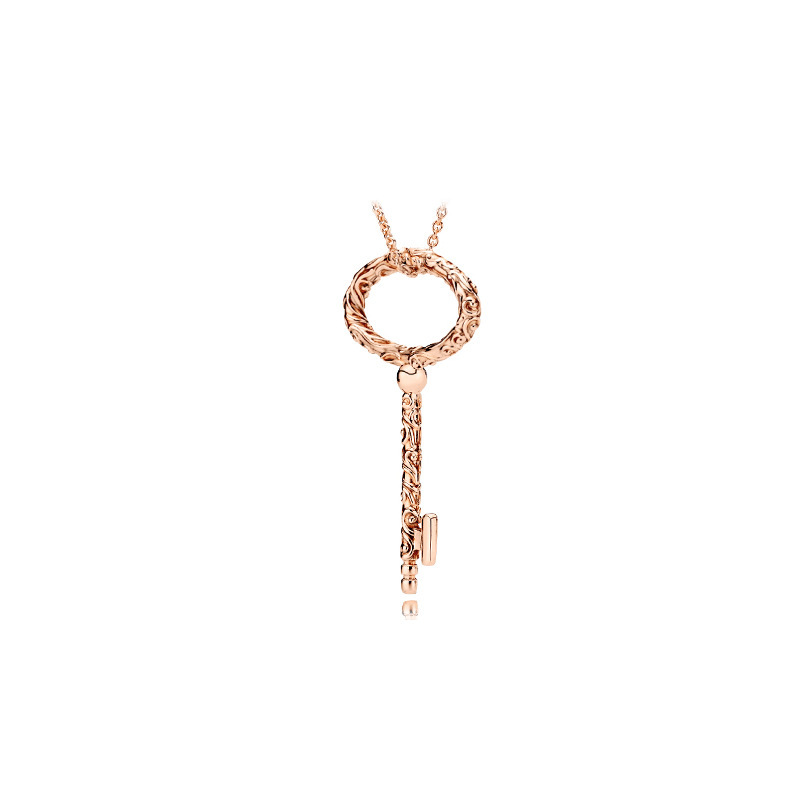 Factory Outlet pan luxuryreplica 925 Silver Ring Necklace Shining Ice Crystal Round Rose Golden Noble Key Item