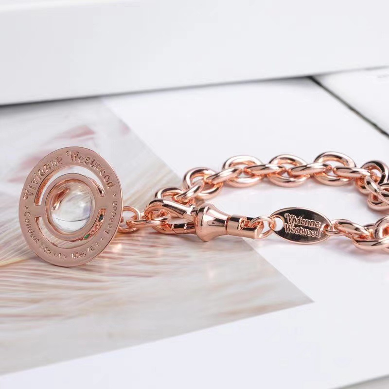 High Version Empress Dowager vivi  luxuryreplica Vivian Light Luxury High Sense Stereo Orb Saturn Glass Bead Bracelet