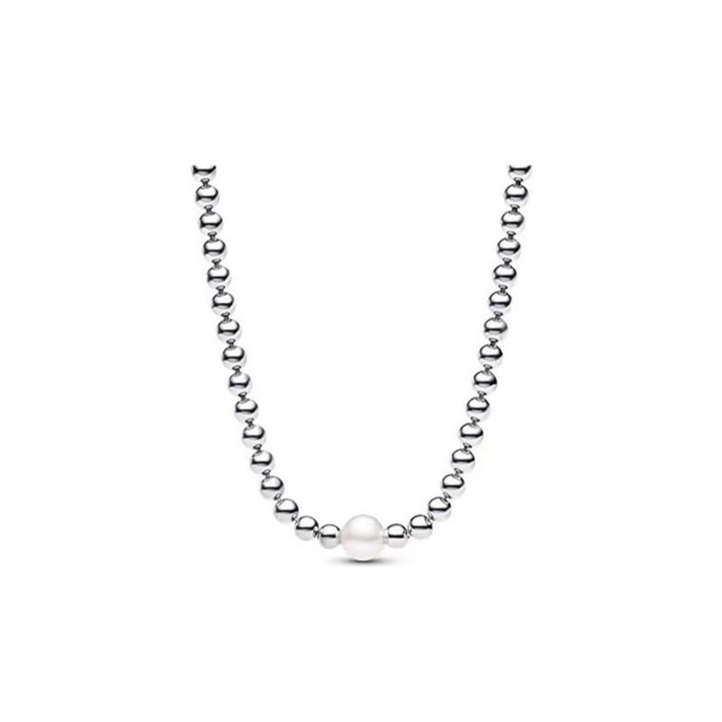 pan luxuryreplica 925 Sterling Silver Necklace Me Series Lock Head Chain Women's Pearl Necklace DIY Basic Clavicle Chain Women