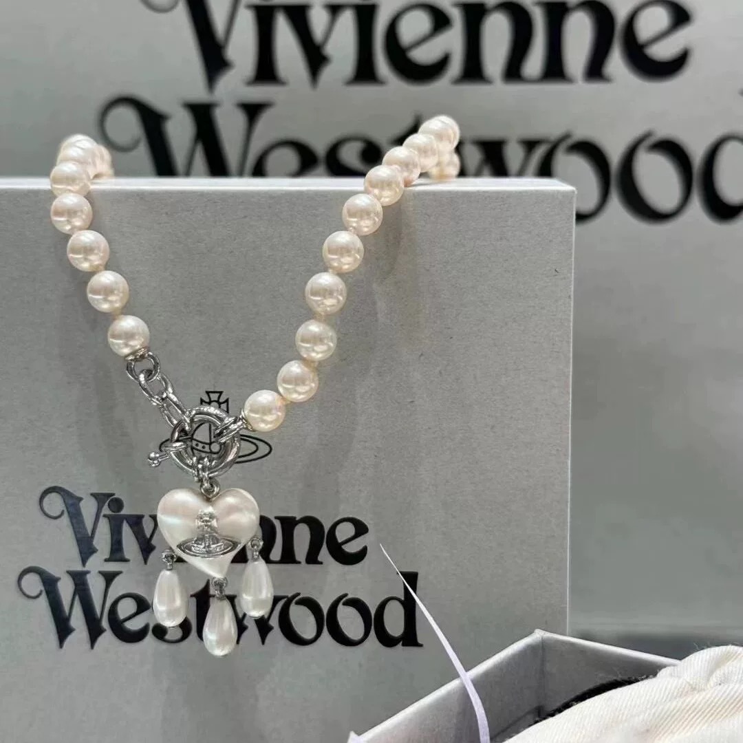 High version  Queen Mother's Necklace Bracelet Earrings Love Water Drops Pearl Temperament All-match Light Luxury High-end Sense