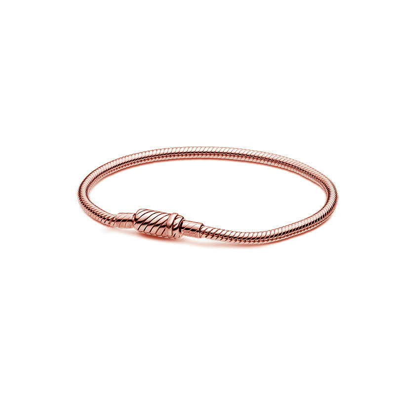 Factory direct pan  luxuryreplica 925 silver rose gold T-shaped buckle snake bone chain simple bracelet DIY basic bracelet