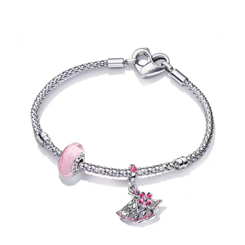 pan luxuryreplica S925 Sterling Silver Heart-shaped T-shaped Buckle Snake Bone Chain Bracelet 569285C00 This Life Year Gift for Girlfriend