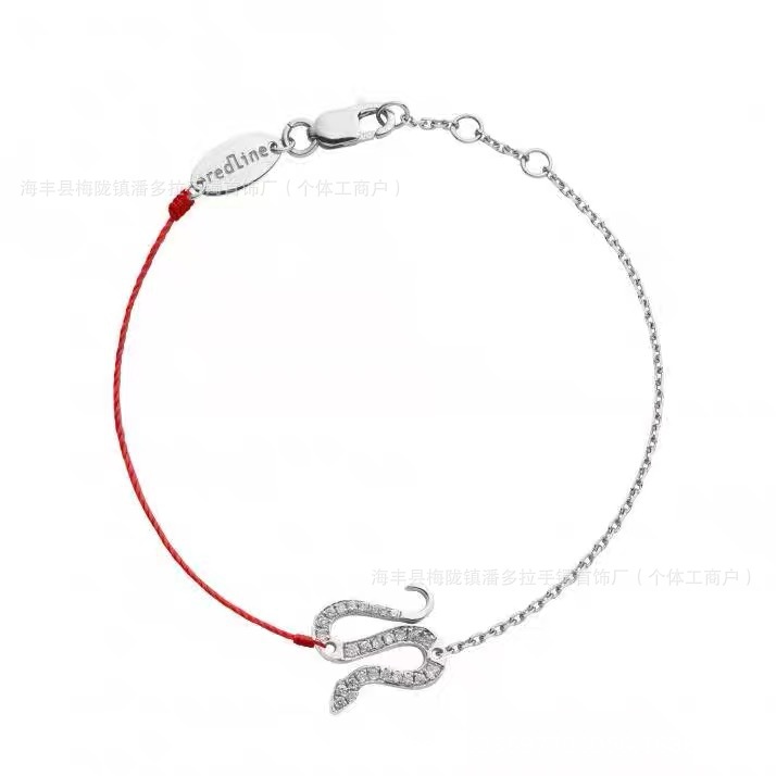 925 Sterling Silver French Red Rope Year of the Snake Bracelet Women's 18K Rose Gold Half Rope Half Chain This Year of Life Transfer Snake Hand Rope