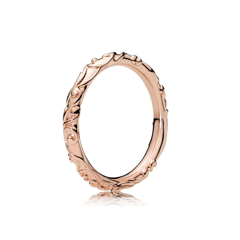 pan luxuryreplica Ring Rose Gold Peach Blossom Pair with Beads Open Style Couple Pair Ring Matching Ring for Women