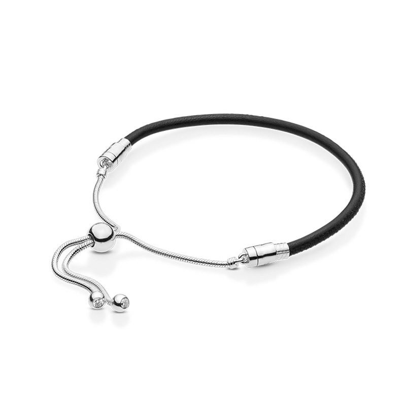 Factory direct pan luxuryreplica 925 sterling silver black pink love bracelet rope to send girlfriend DIY basic bracelet
