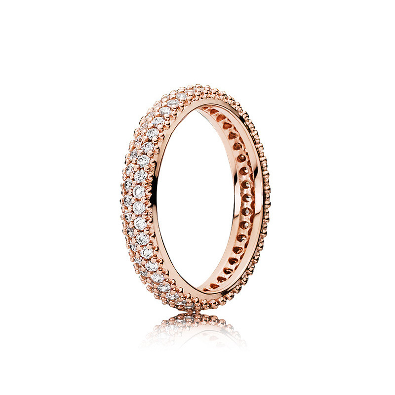 pan luxuryreplica Ring Rose Gold Peach Blossom Pair with Beads Open Style Couple Pair Ring Matching Ring for Women