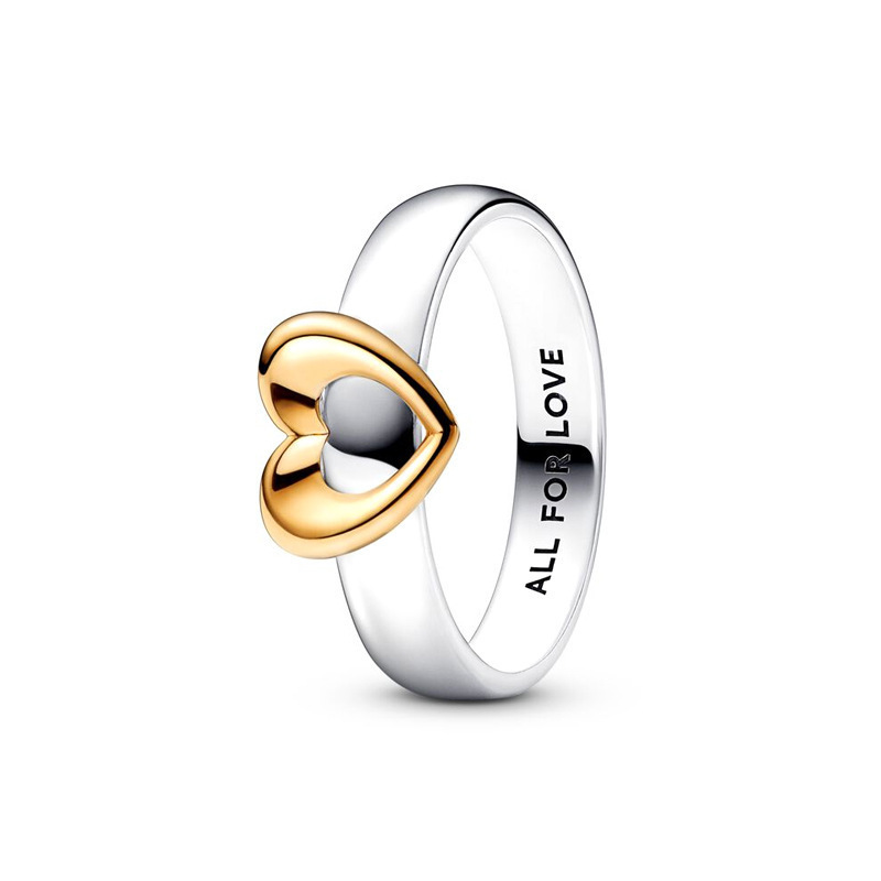 pan luxuryreplica Ring 925 Sterling Silver New Two-color Slide Heart Ring Girl's Ring