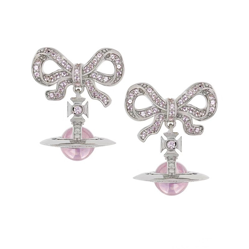High Version Queen Mother vivi  luxuryreplica Sweet OCTAVIE Bow Stereo Orb Saturn Earrings Earrings