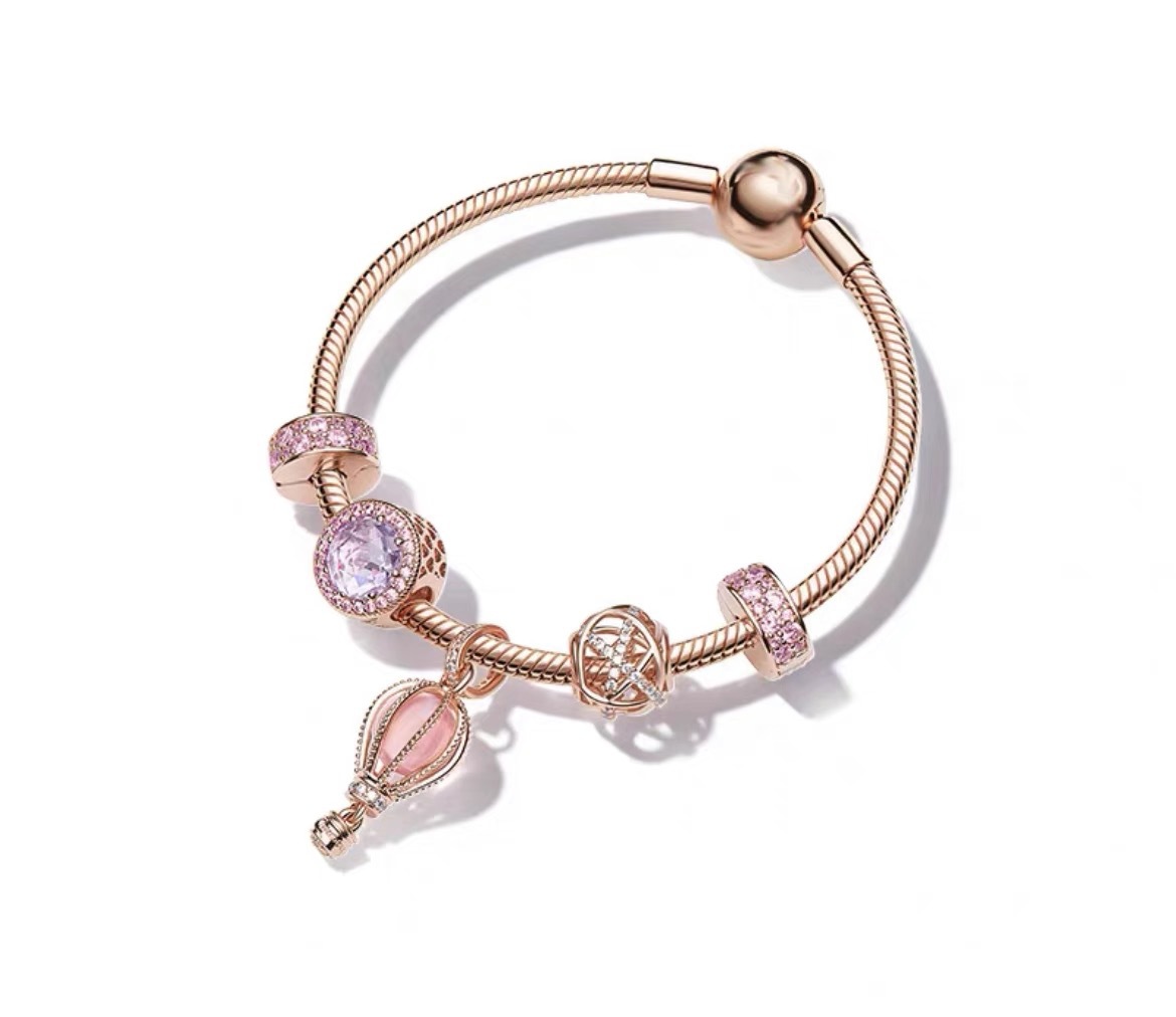 High Version pan luxuryreplica S925 Silver Rose Gold Love Interwoven Innocence Love Bracelet suit Fashion Bracelet for Women