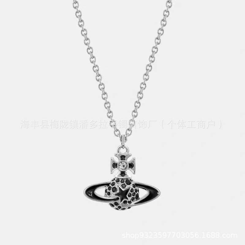 High Version Queen Mother's Five-pointed Star Saturn Pearl Necklace vivi  luxuryreplica Meteor Full Diamond Bracelet Earrings Earrings