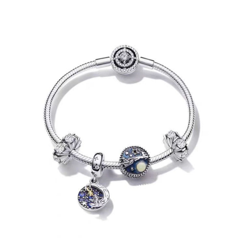 Factory Wholesale pan luxuryreplica Beaded DIY Bracelet Women's Set 925 Sterling Silver Ocean Heart Shining Star River Bracelet