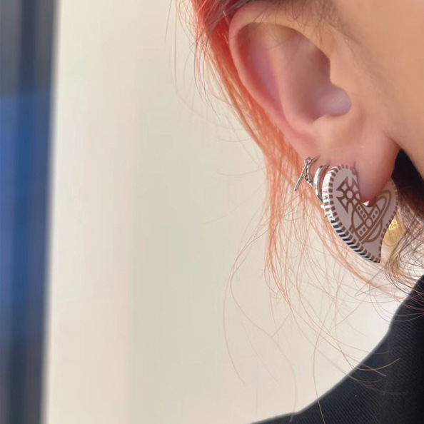 High Version Queen Mother vivi  luxuryreplica Vivian 23 New Sweet Cool AMANDA Love Wheel Paint Earrings