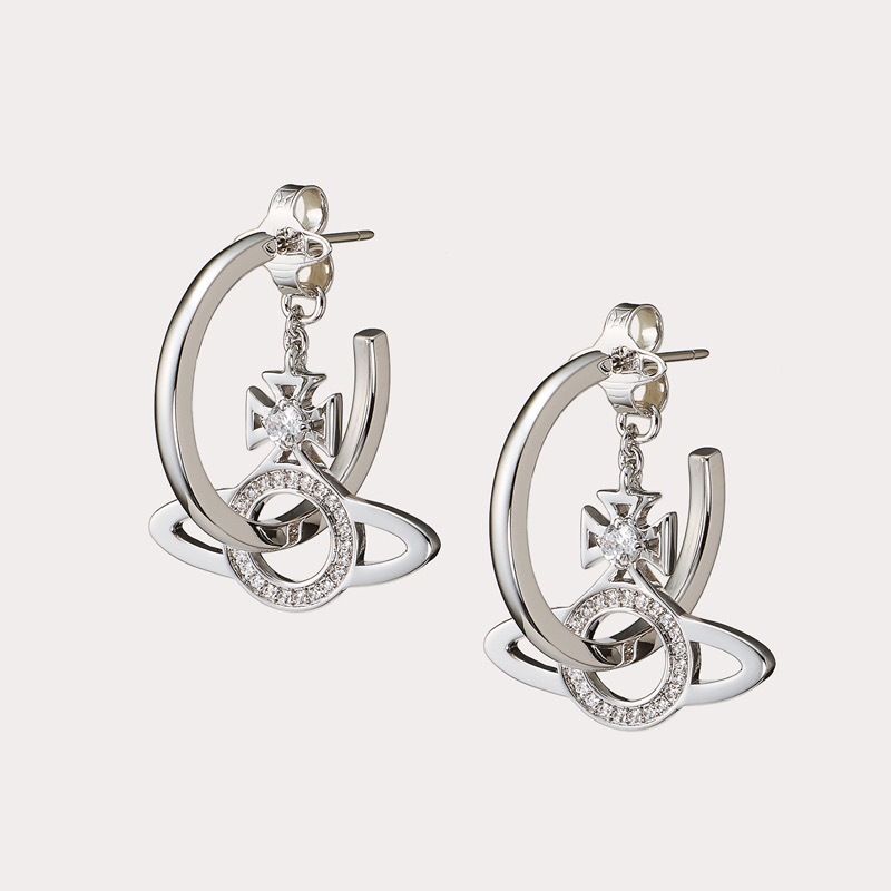 High Version Queen Mother vivi  luxuryreplica Vivian Punk Circle Three-in-One Shuttle Saturn Dofa Earrings