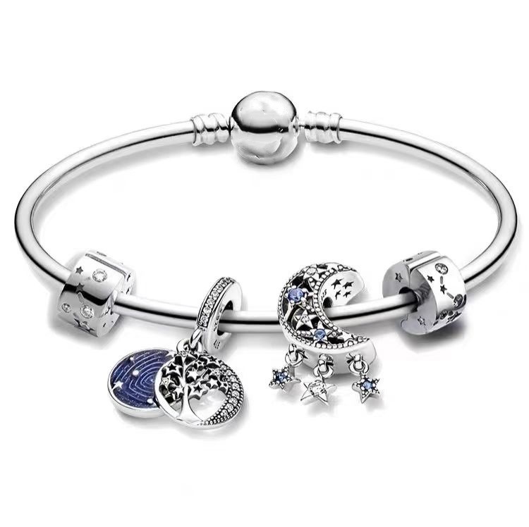 Factory Wholesale pan luxuryreplica Beaded DIY Bracelet Women's Set 925 Sterling Silver Ocean Heart Shining Star River Bracelet