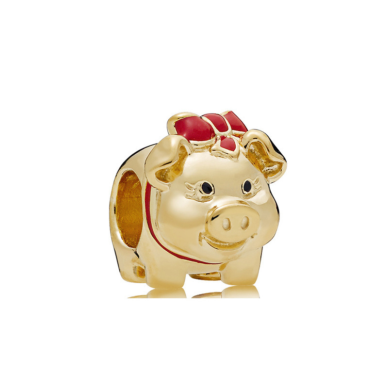 925 Sterling Silver pan luxuryreplica Gold Beads Glass Beads Bear Fixed Buckle Crown Beaded DIY Accessories Pendant