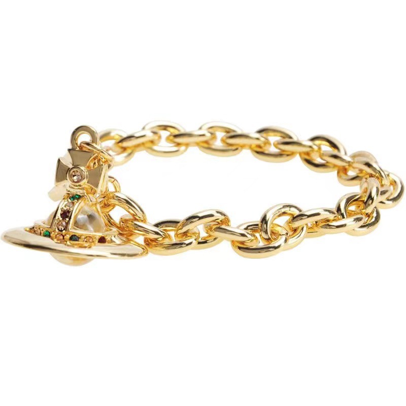 High Version Empress Dowager vivi  luxuryreplica Vivian Light Luxury High Sense Stereo Orb Saturn Glass Bead Bracelet
