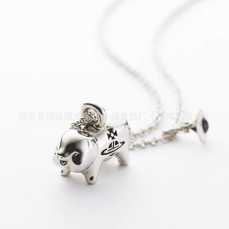 Vivian Saturn West Dowager Necklace Letter Engraved Gold Silver Bracelet Earrings