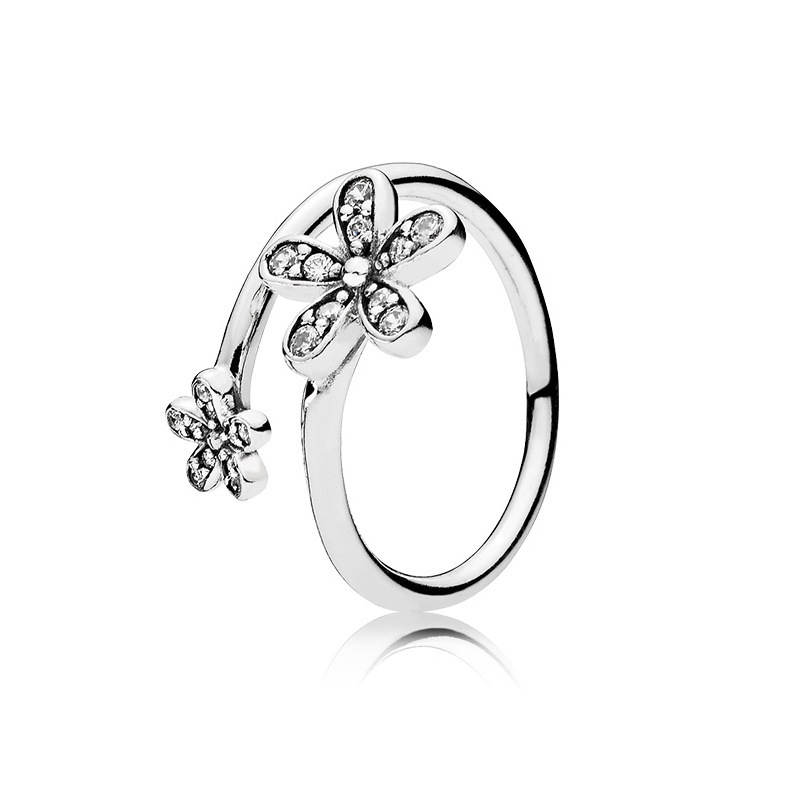Factory direct pan luxuryreplica 925 sterling silver flowers four-leaf bright halo series lovers ring