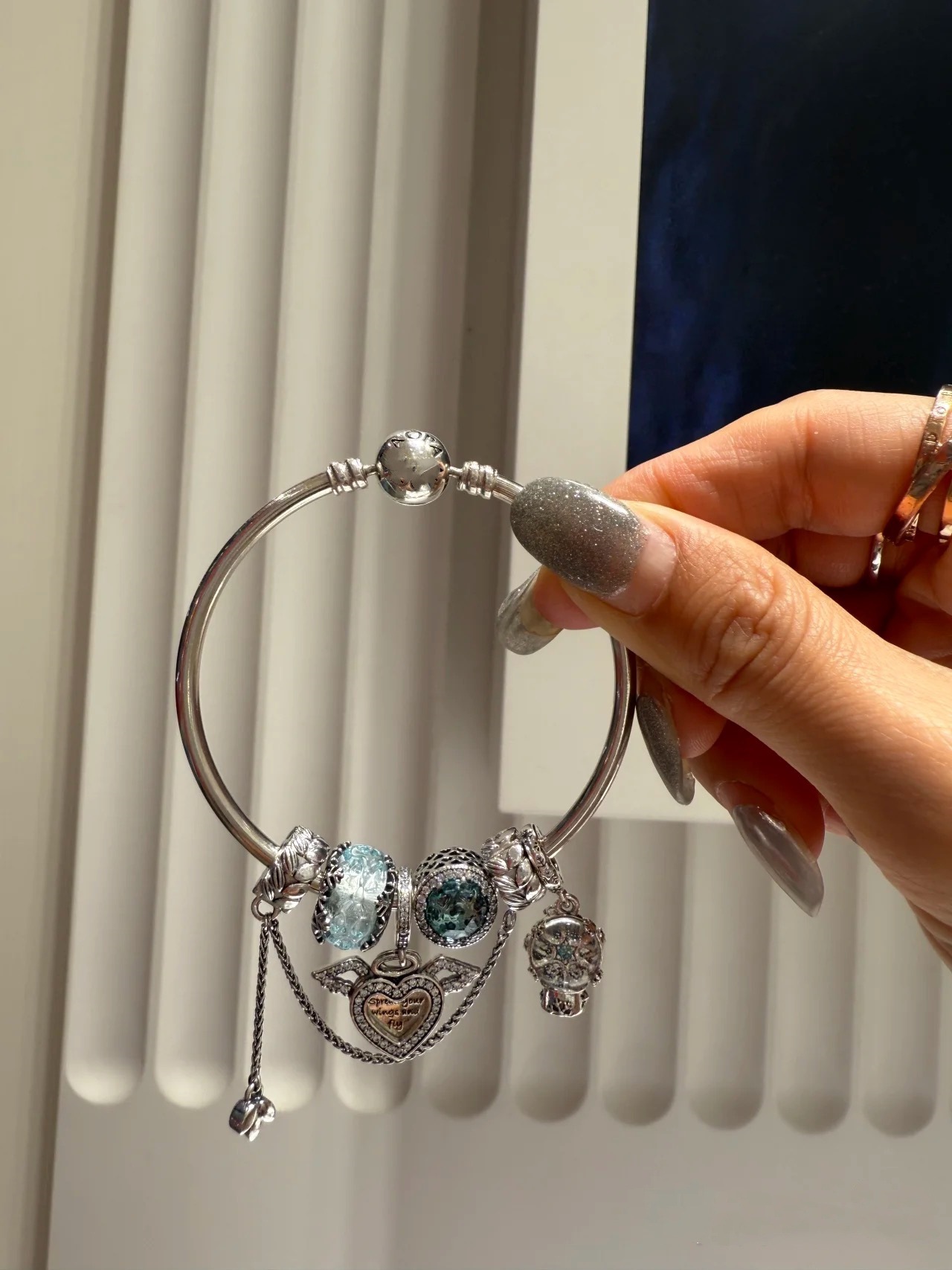 pan luxuryreplica Bracelet S925 Sterling Silver Blue Series Stars Fairy Tale Bracelet Shining Galaxy Bracelet DIY loose beads Beaded