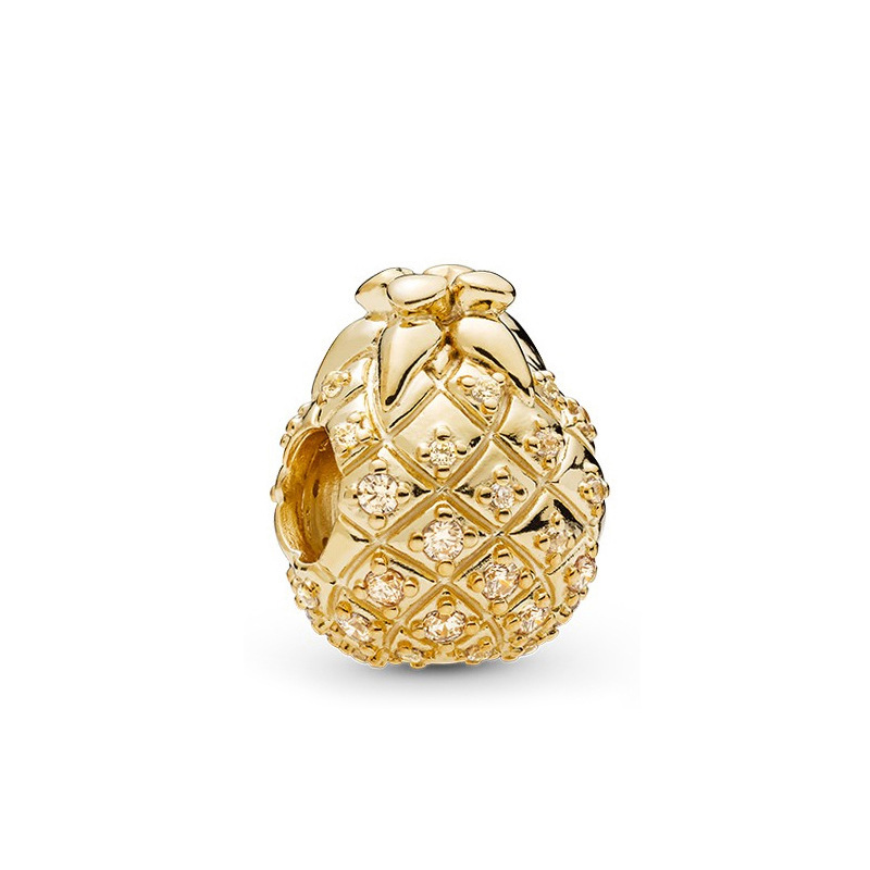 925 Sterling Silver pan luxuryreplica Gold Beads Glass Beads Bear Fixed Buckle Crown Beaded DIY Accessories Pendant