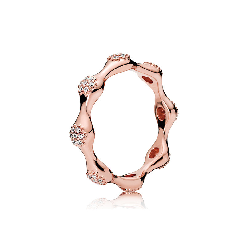 pan luxuryreplica Ring Rose Gold Peach Blossom Pair with Beads Open Style Couple Pair Ring Matching Ring for Women