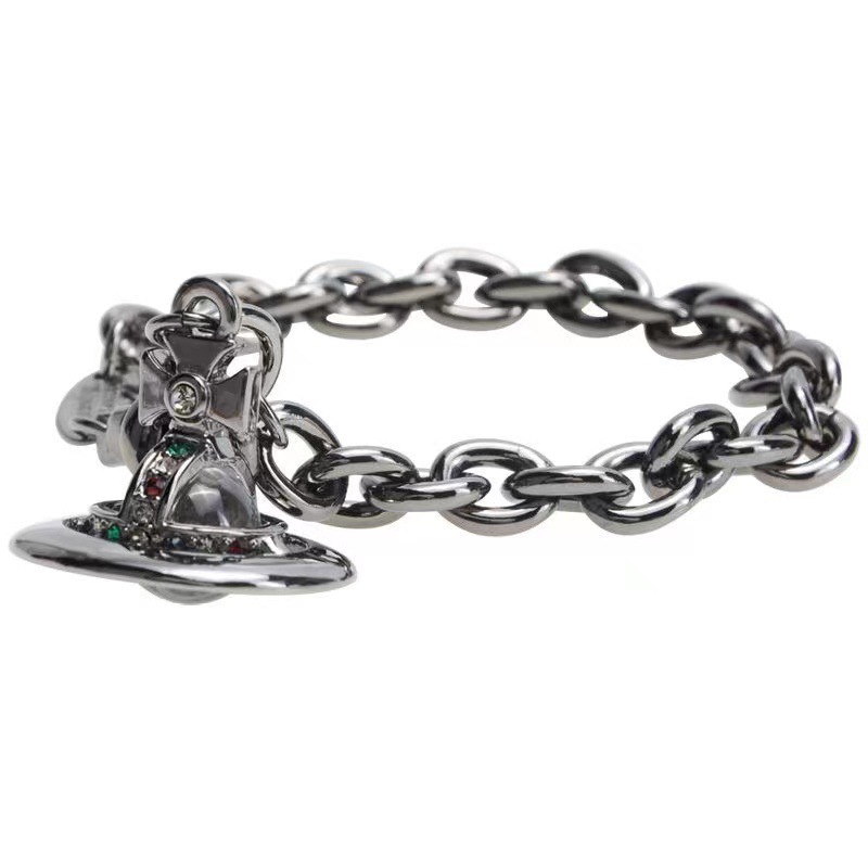 High Version Empress Dowager vivi  luxuryreplica Vivian Light Luxury High Sense Stereo Orb Saturn Glass Bead Bracelet