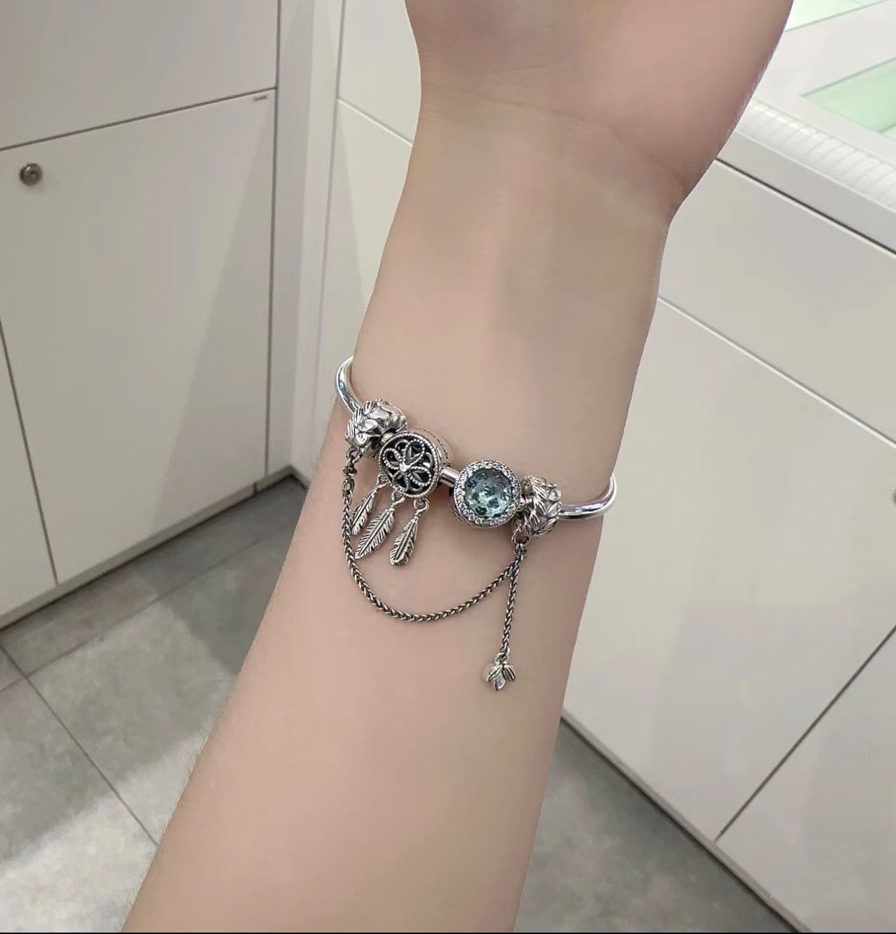 pan luxuryreplica Bracelet S925 Sterling Silver Blue Series Stars Fairy Tale Bracelet Shining Galaxy Bracelet DIY loose beads Beaded