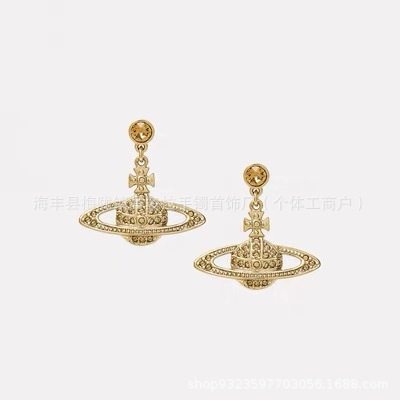 Correct version of Empress Dowager Earrings Female Vivian Saturn Pin Earrings 925 Sterling Silver Earrings High Version