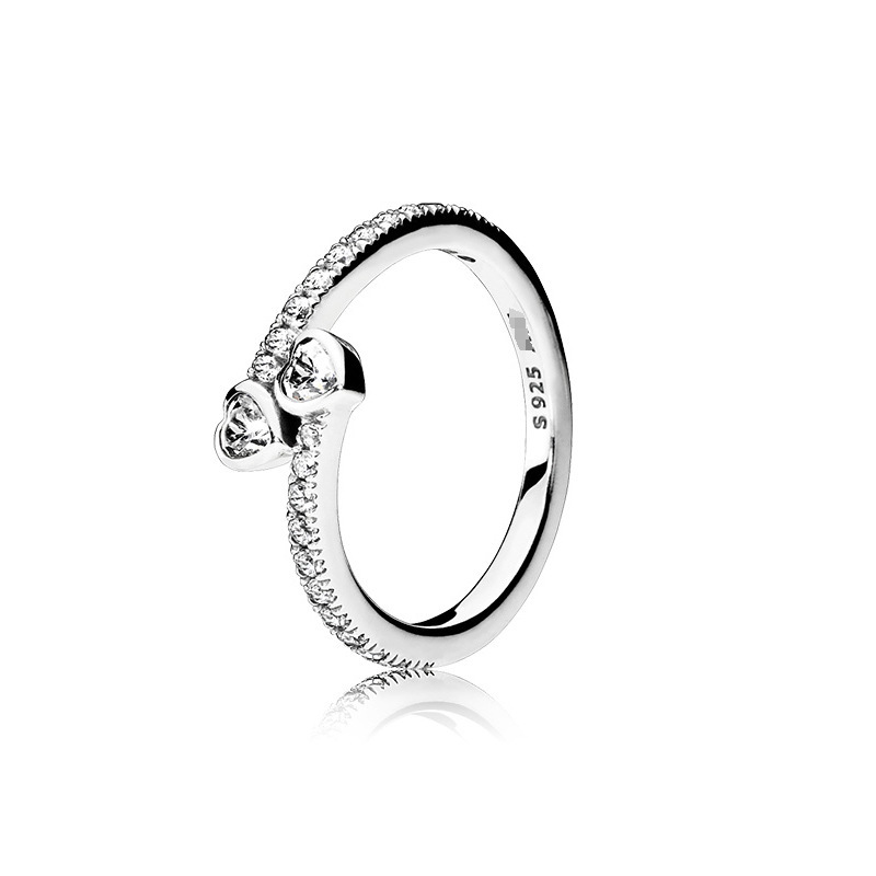 Factory Outlet pan luxuryreplica 925 Sterling Silver Eternal Heart Shining Square Opening Series Couple Ring