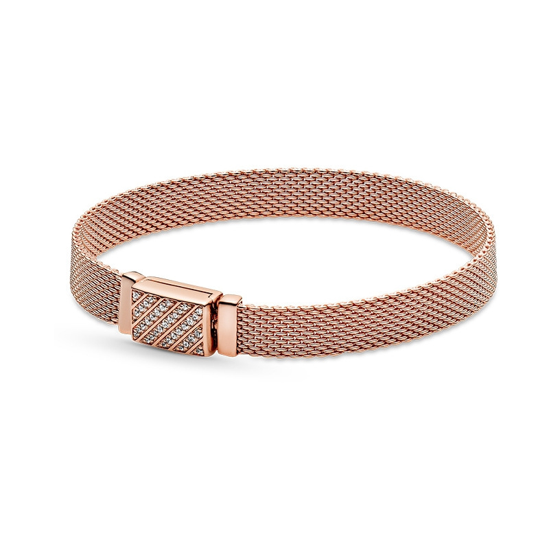 Factory direct pan luxuryreplica 925 sterling silver full diamond buckle watch style personality temperament bracelet DIY basic chain