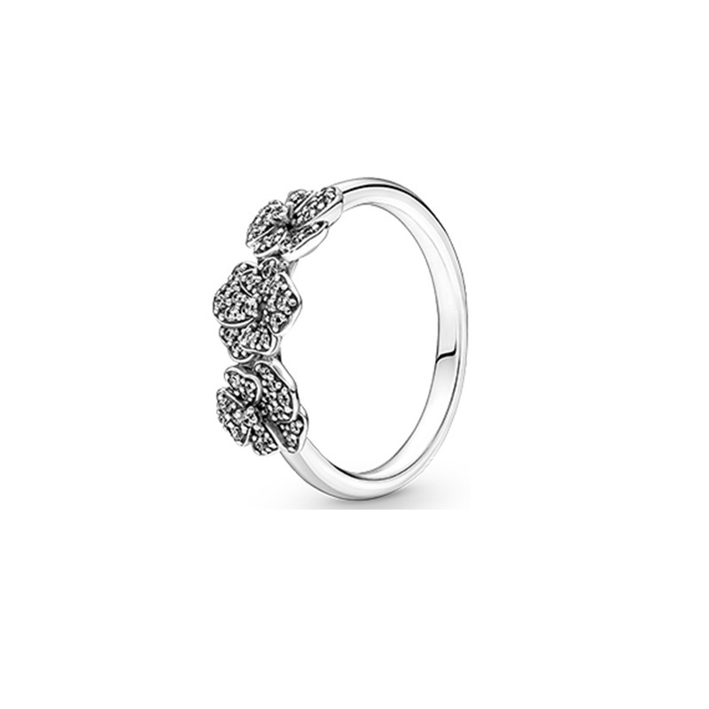 pan luxuryreplica 925 Sterling Silver dark purple Pansy Pansy Pansy Infinity Gem Ring