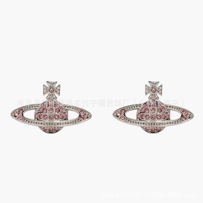 Correct version of Empress Dowager Earrings Female Vivian Saturn Pin Earrings 925 Sterling Silver Earrings High Version