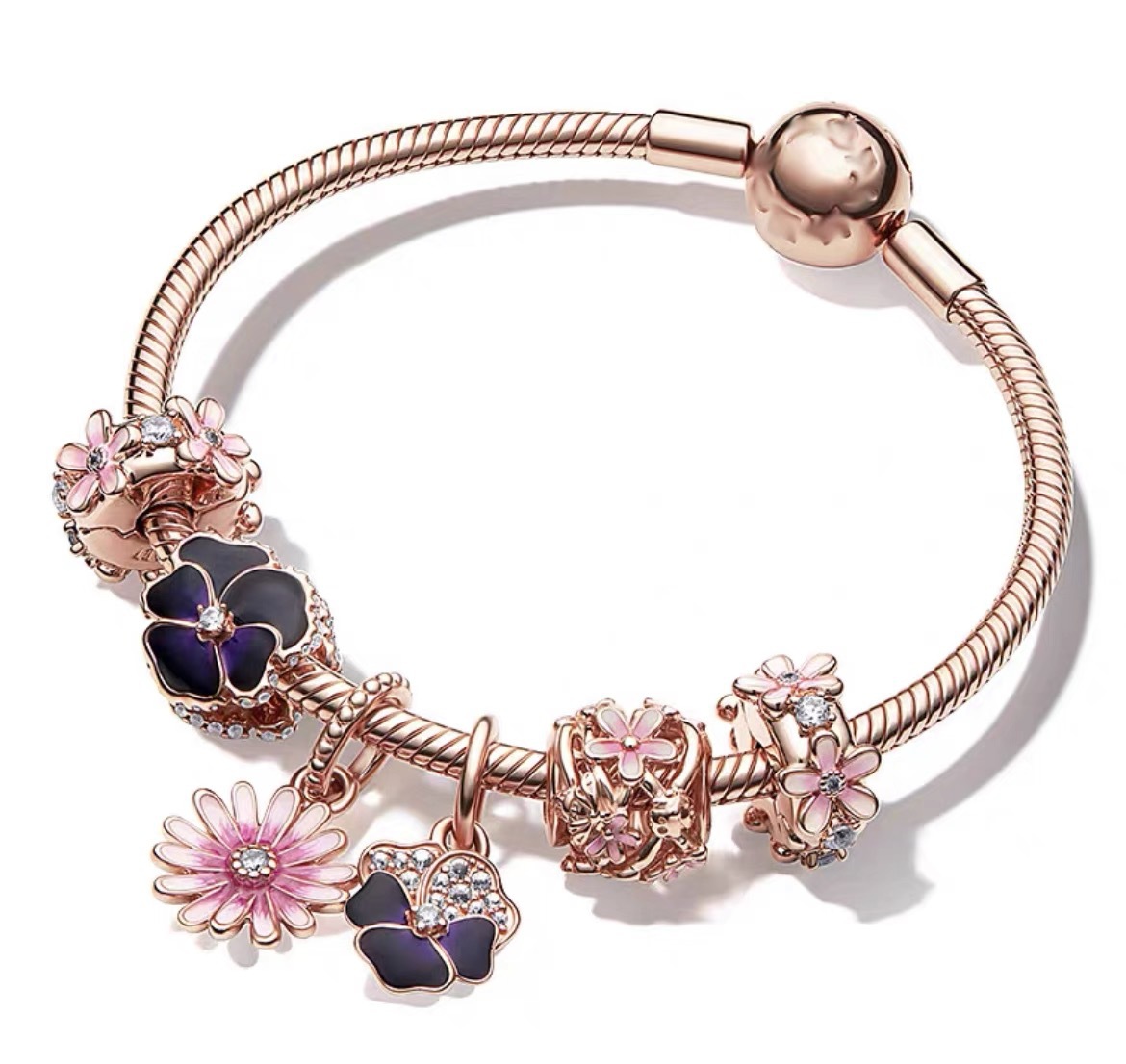 High Version pan luxuryreplica S925 Silver Rose Gold Love Interwoven Innocence Love Bracelet suit Fashion Bracelet for Women