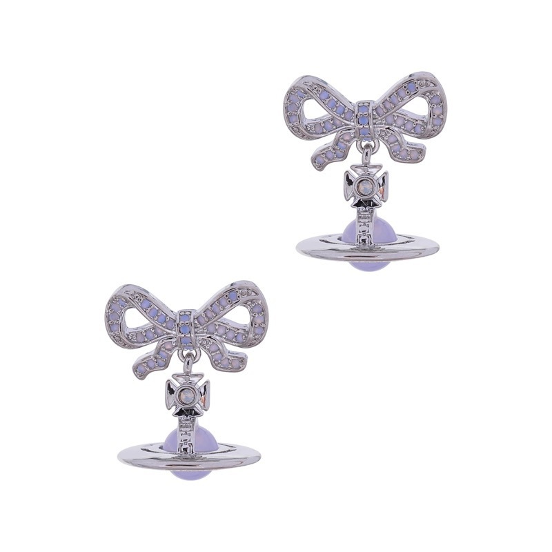 High Version Queen Mother vivi  luxuryreplica Sweet OCTAVIE Bow Stereo Orb Saturn Earrings Earrings
