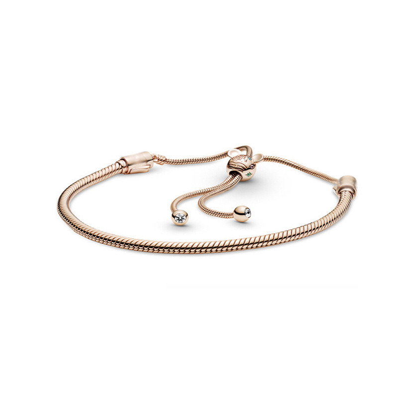 pan  luxuryreplica Eternal Love Rose Golden Bracelet Bracelet DIY Base Bracelet Snake Bone Chain 925 Sterling Silver