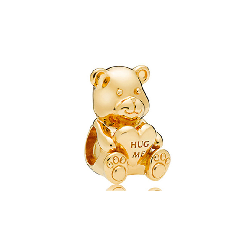 925 Sterling Silver pan luxuryreplica Gold Beads Glass Beads Bear Fixed Buckle Crown Beaded DIY Accessories Pendant