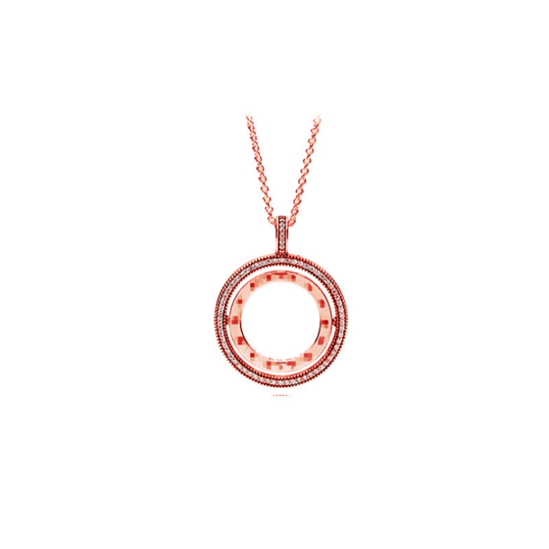 pan luxuryreplica Love Double Ring Necklace 925 Sterling Silver Finished Necklace Women's Clavicle Chain