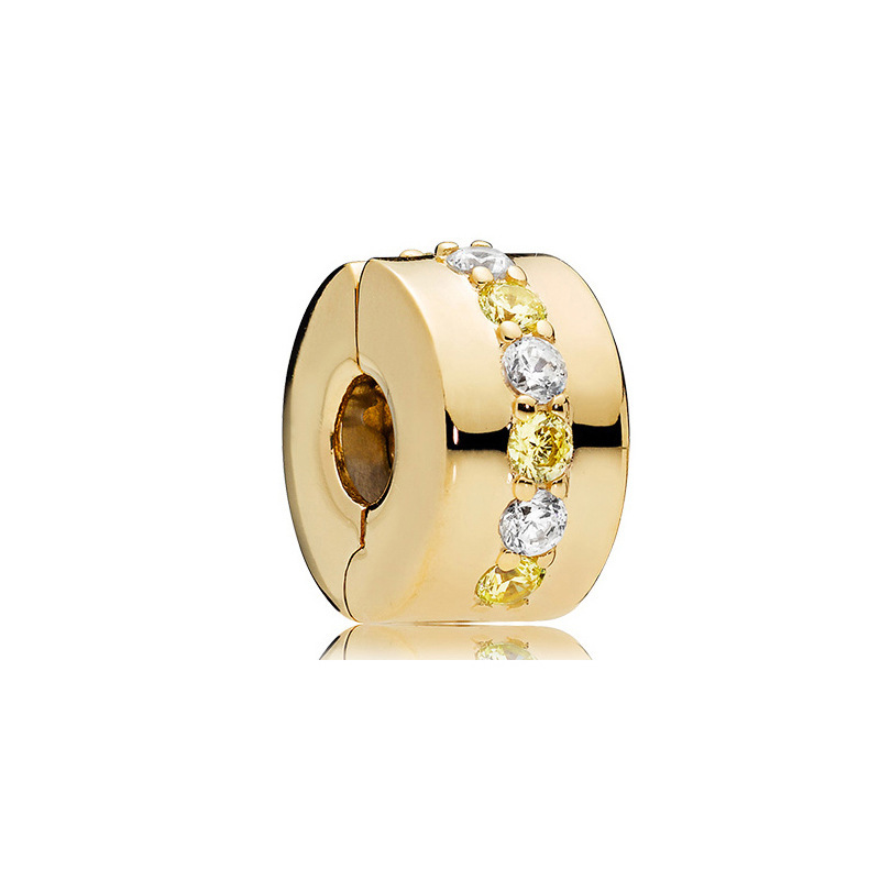 925 Sterling Silver pan luxuryreplica Gold Beads Glass Beads Bear Fixed Buckle Crown Beaded DIY Accessories Pendant