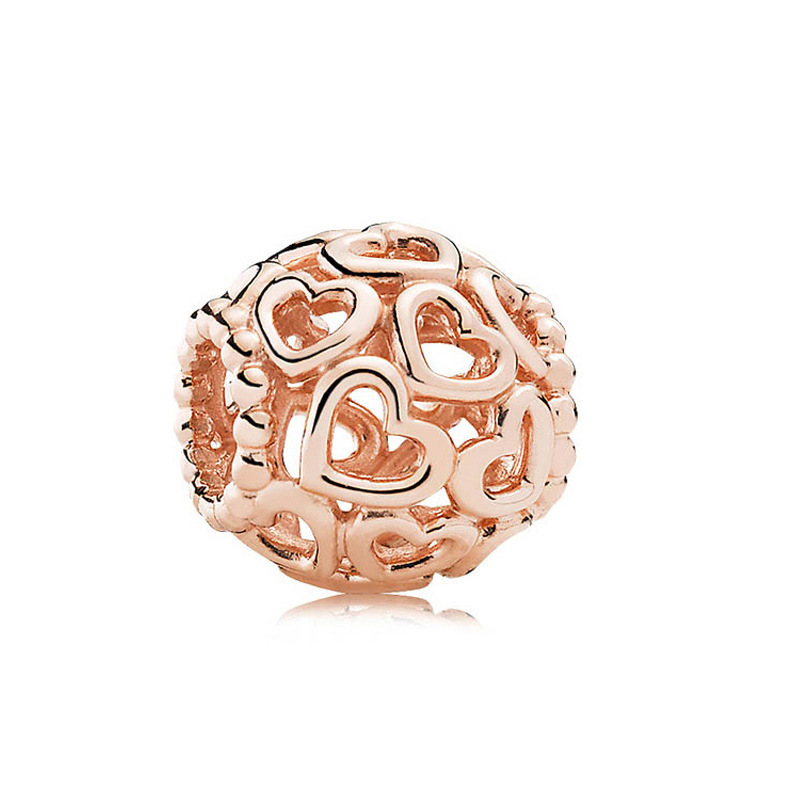 pan luxuryreplica 925 Sterling Silver Rose Gold Magnolia Dream Catcher Hollow Beaded DIY Accessories Beads