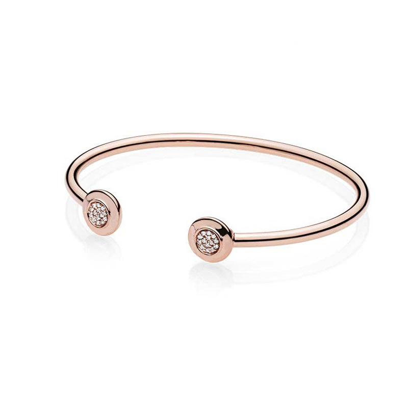 Factory direct pan  luxuryreplica 925 silver rose gold round beads fashion opening bracelet accessories basic chain bracelet