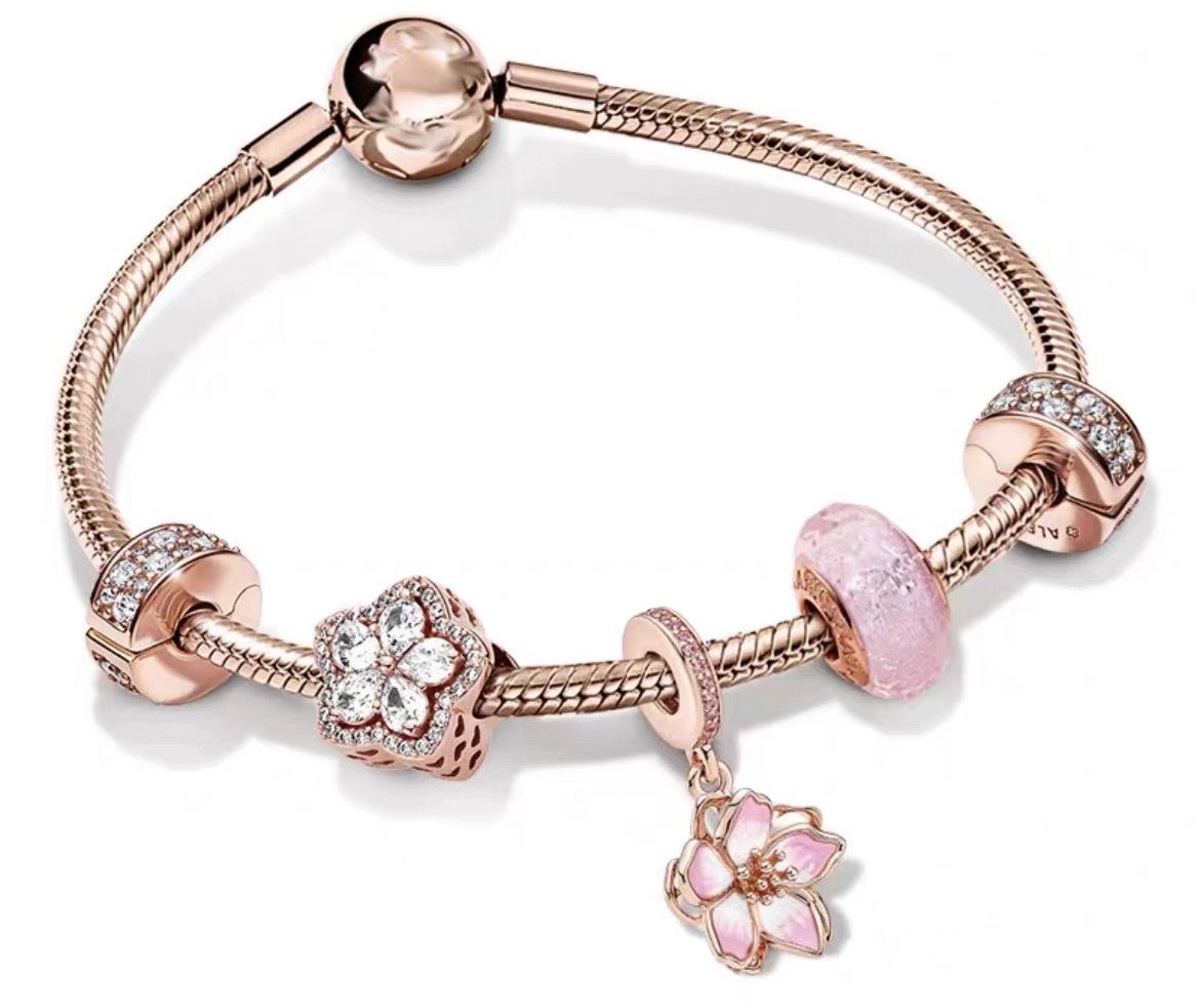 High Version pan luxuryreplica S925 Silver Rose Gold Love Interwoven Innocence Love Bracelet suit Fashion Bracelet for Women