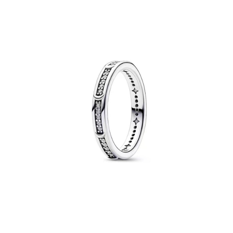 pan luxuryreplica 925 Sterling Silver Two-Tone Ring Looking at each other Ring Couple Ring