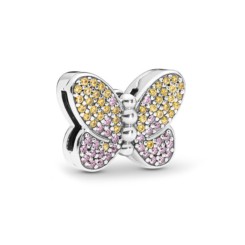 pan  luxuryreplica 925 Sterling Silver Love Butterfly Moon Fixed Buckle Beads DIY Accessories Beads