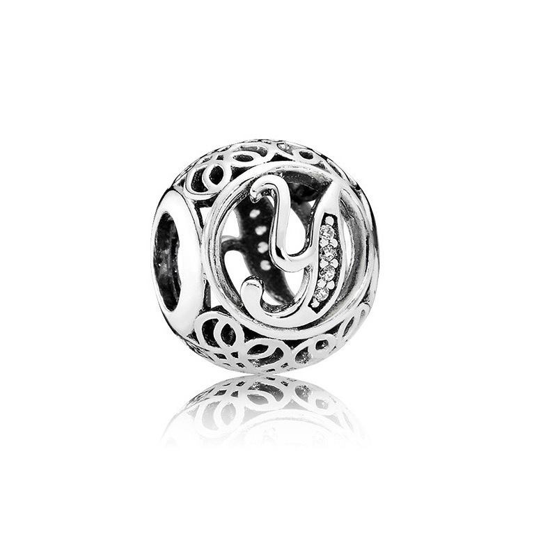 pan luxuryreplica 925 Sterling Silver Beads 26 Letters Series Round Beaded DIY Accessories Beads